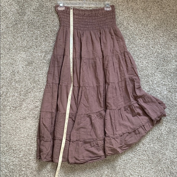 Y2K Taupe Pink Boho Tiered Skirt - Picture 5 of 8